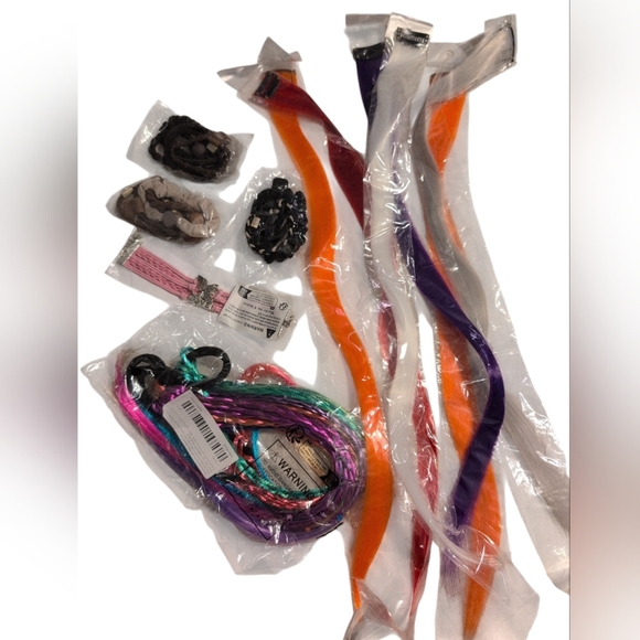 Other - 2/$20 NWT Accessories Bundle Colorful Hair Extensions Sets, Bracelet, Hair Ties